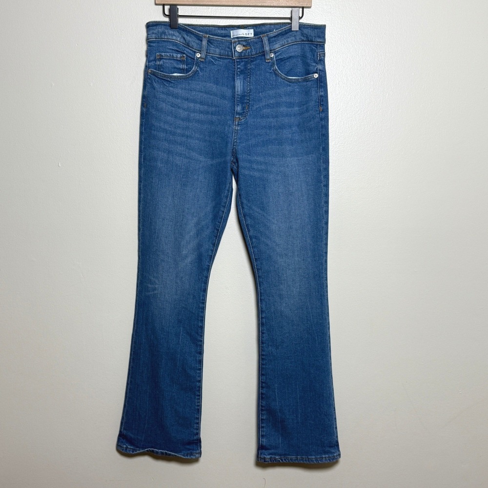 Loft Womens The Boot Mid Rise Bootcut Jeans 29 8 Med Blue Wash Classic Stretch